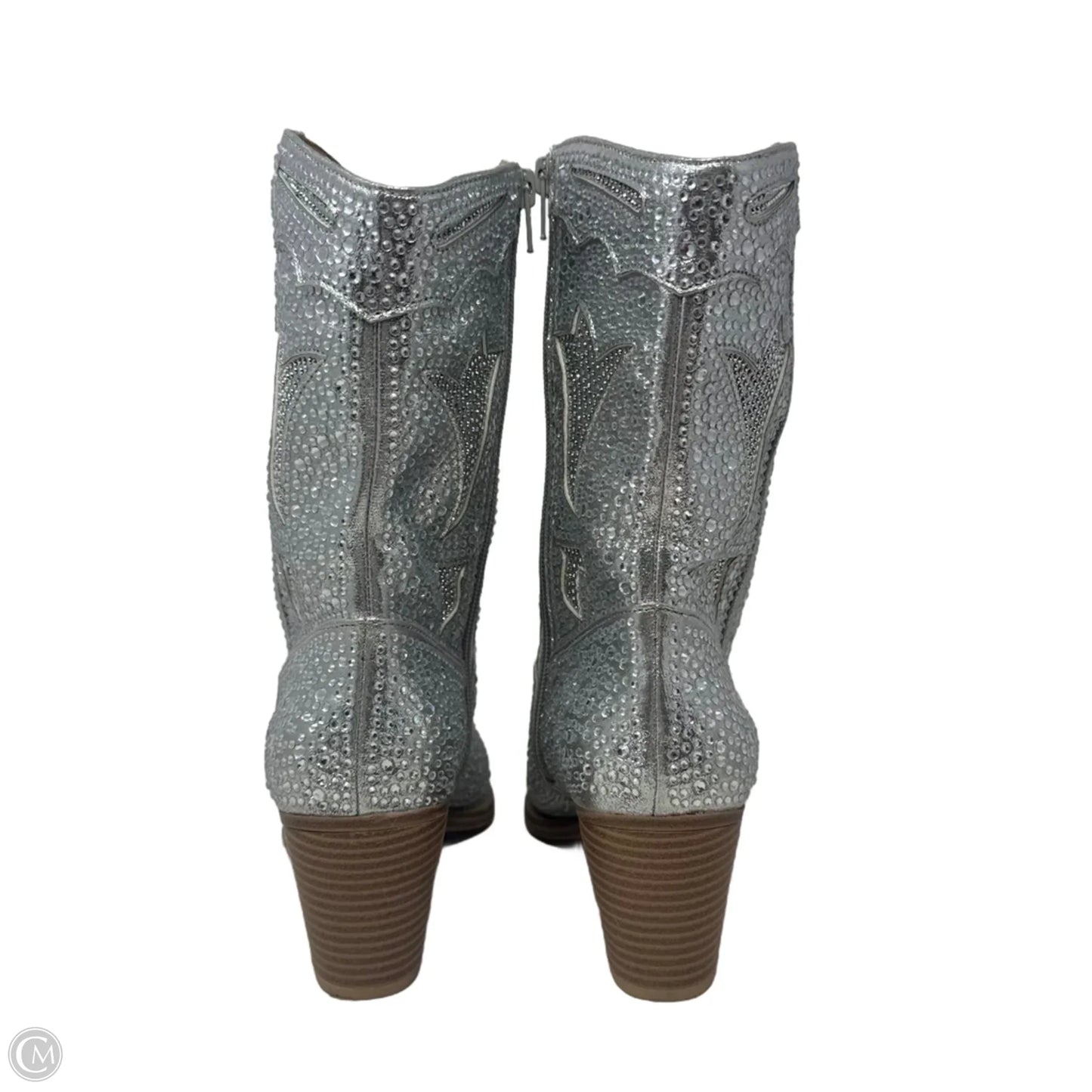 Bedazzled Boots Western By Crown Vintage In Silver, Size: 7