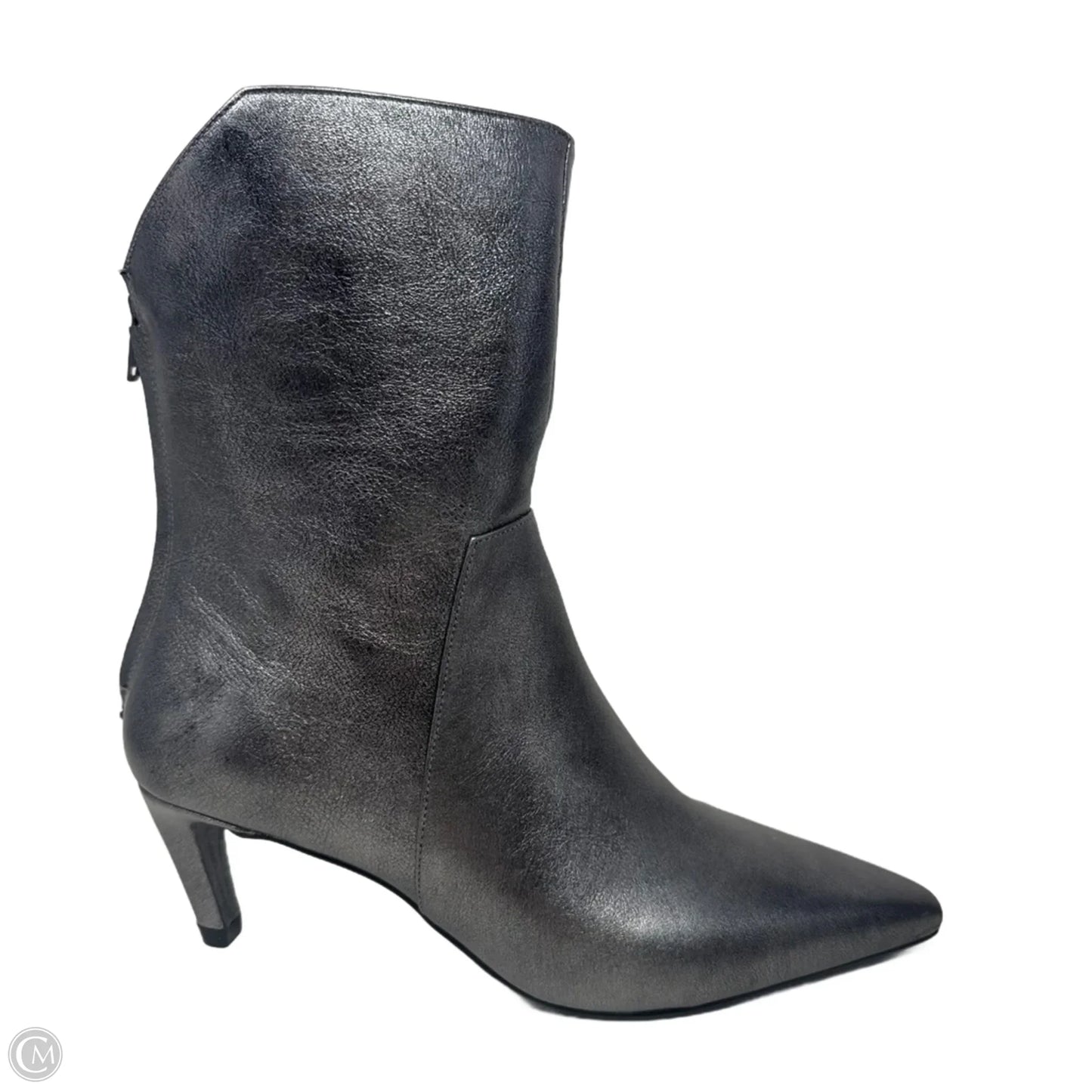 Metallic Kitten Heel Boots Ankle Heels By Vince Camuto In Silver, Size: 7