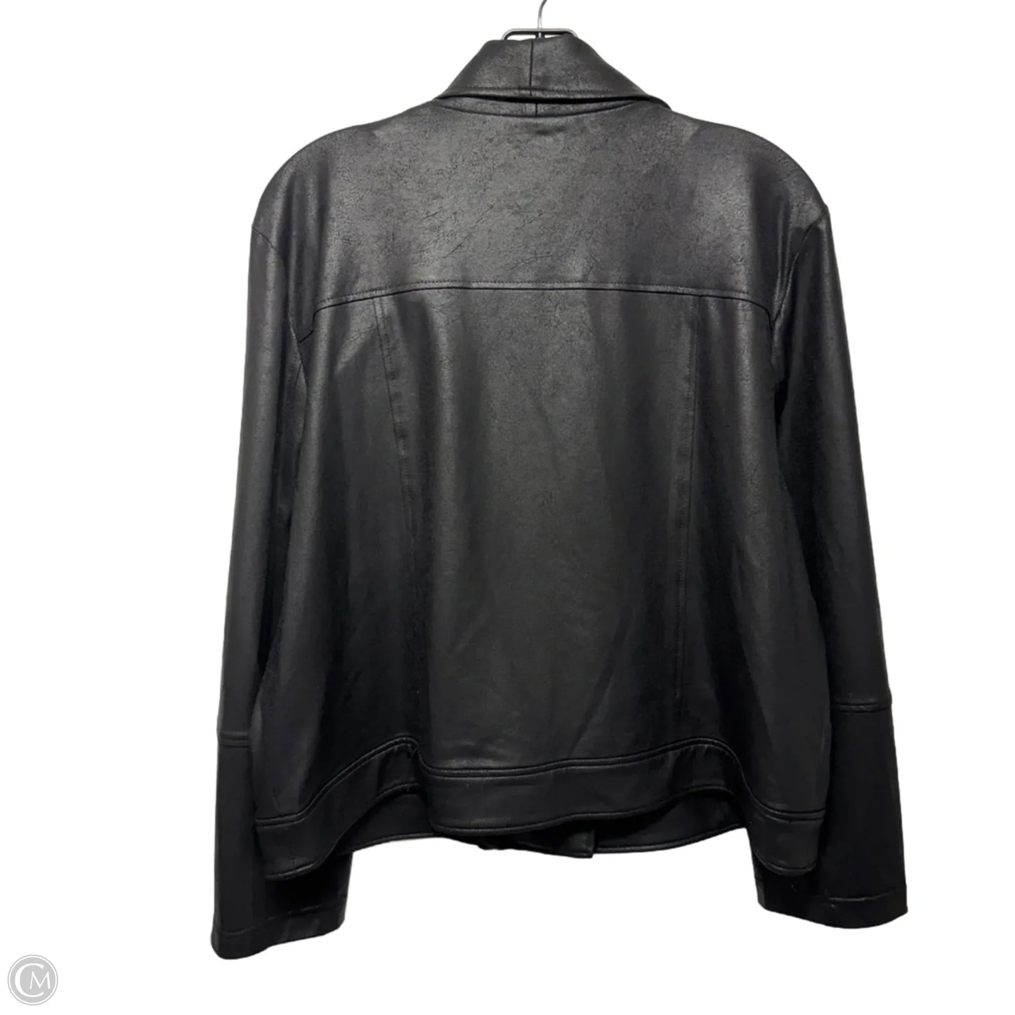 Liquid Leather Sheen Moto Zip Jacket By Clara Sun Woo In Black, Size: 1X