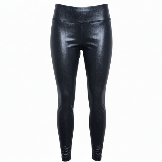 Metallic Ribbed Athletic Leggings Capris By Lululemon In Blue, Size: 12