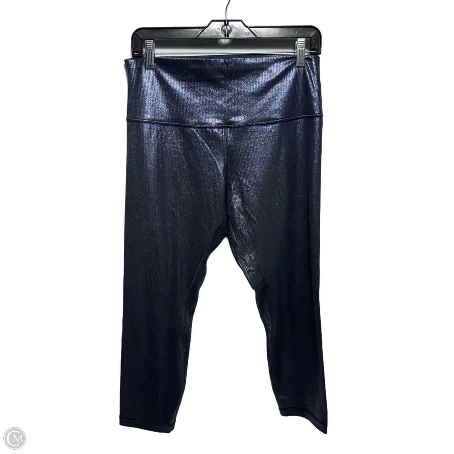 Metallic Ribbed Athletic Leggings Capris By Lululemon In Blue, Size: 12
