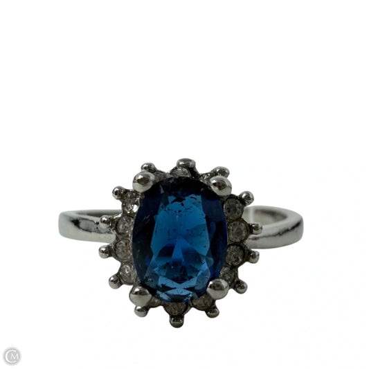 Sterling Silver & Sapphire CZ Princess Diana Replica Ring, Size: 11