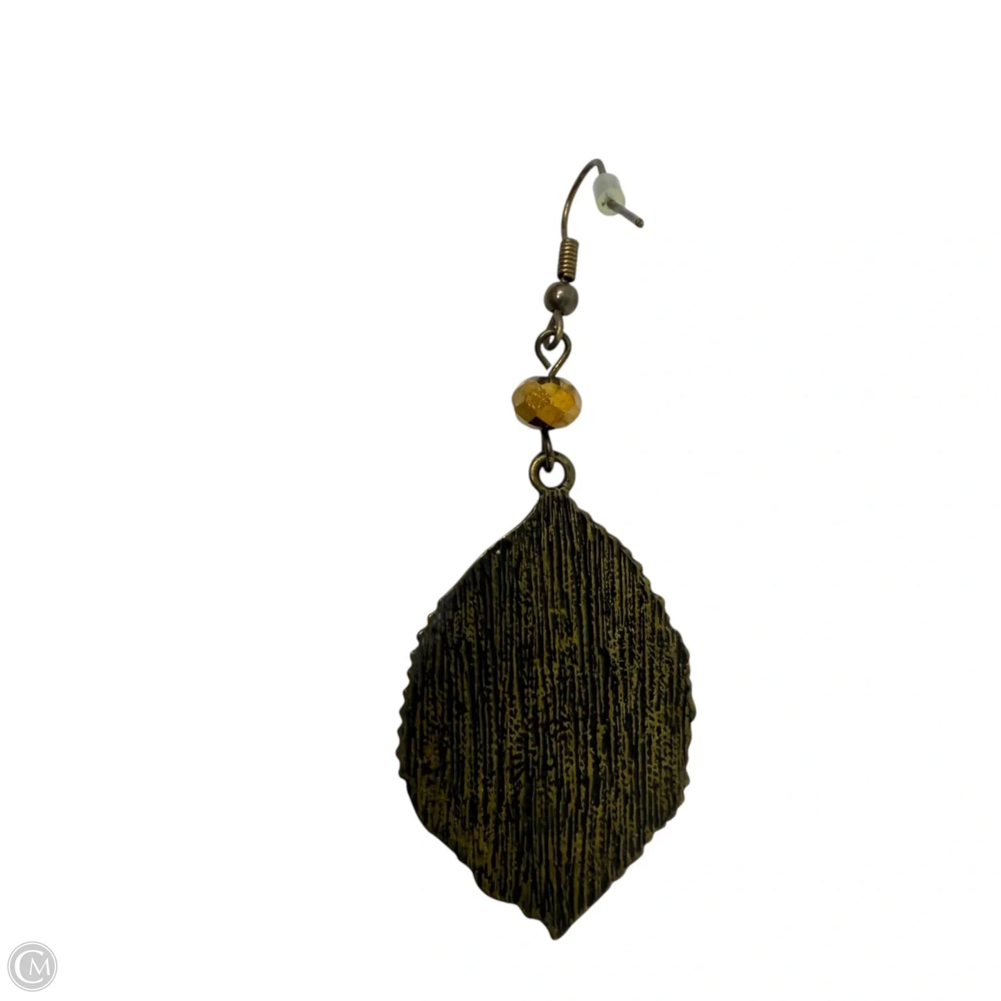 Antique Bronze Tone & Bead Reproduction Mesopotamia Leaf Dangle Earrings