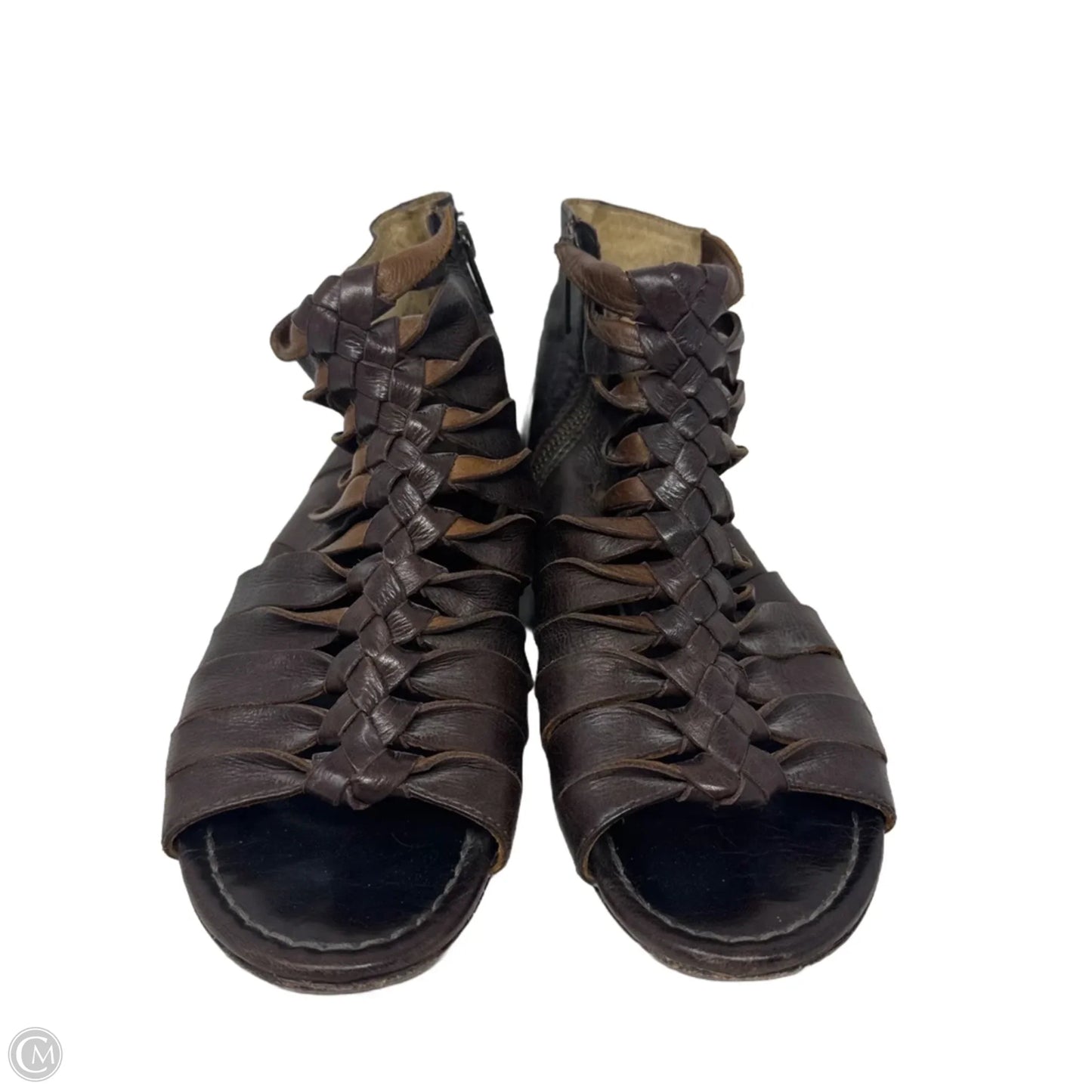 Marlene Twisted Sandals Designer By Frye In Brown, Size: 8