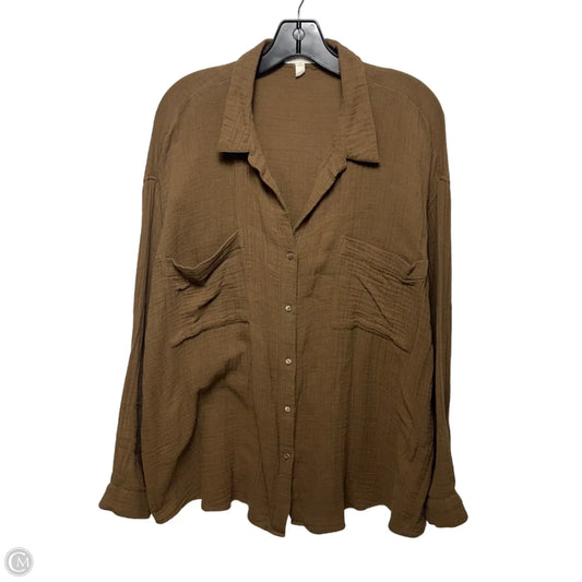Top Long Sleeve By Eileen Fisher In Brown, Size: Xl