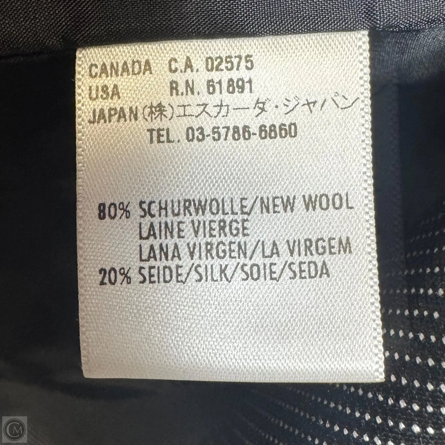 Wool Silk Blend Single Breasted 2 Button Tailored Blazer Designer By Escada In Black & White, Size: M (40 EU)