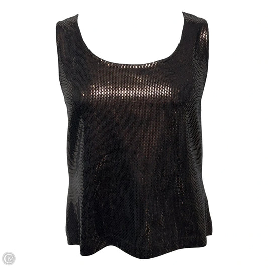 Paillette Button Back Top Sleeveless Luxury Designer By St John Collection In Copper, Size: M