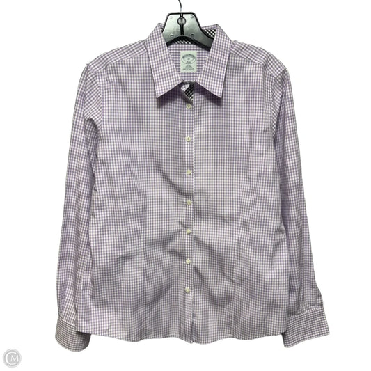 Top Long Sleeve By Brooks Brothers In Checkered Pattern, Size: 12