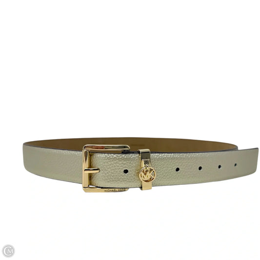 Metallic Leather Logo Belt By Michael By Michael Kors, Size: Medium