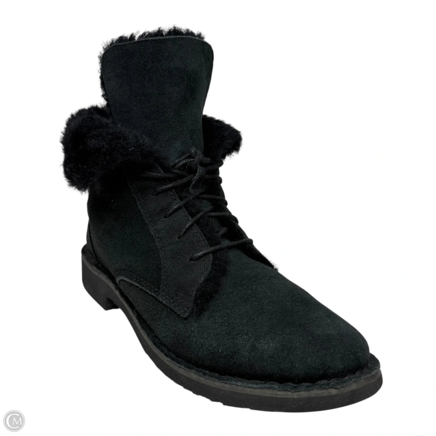 Quincy Lace Up Boots Designer By Ugg In Black, Size: 7