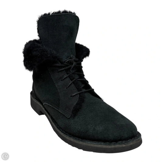 Quincy Lace Up Boots Designer By Ugg In Black, Size: 7