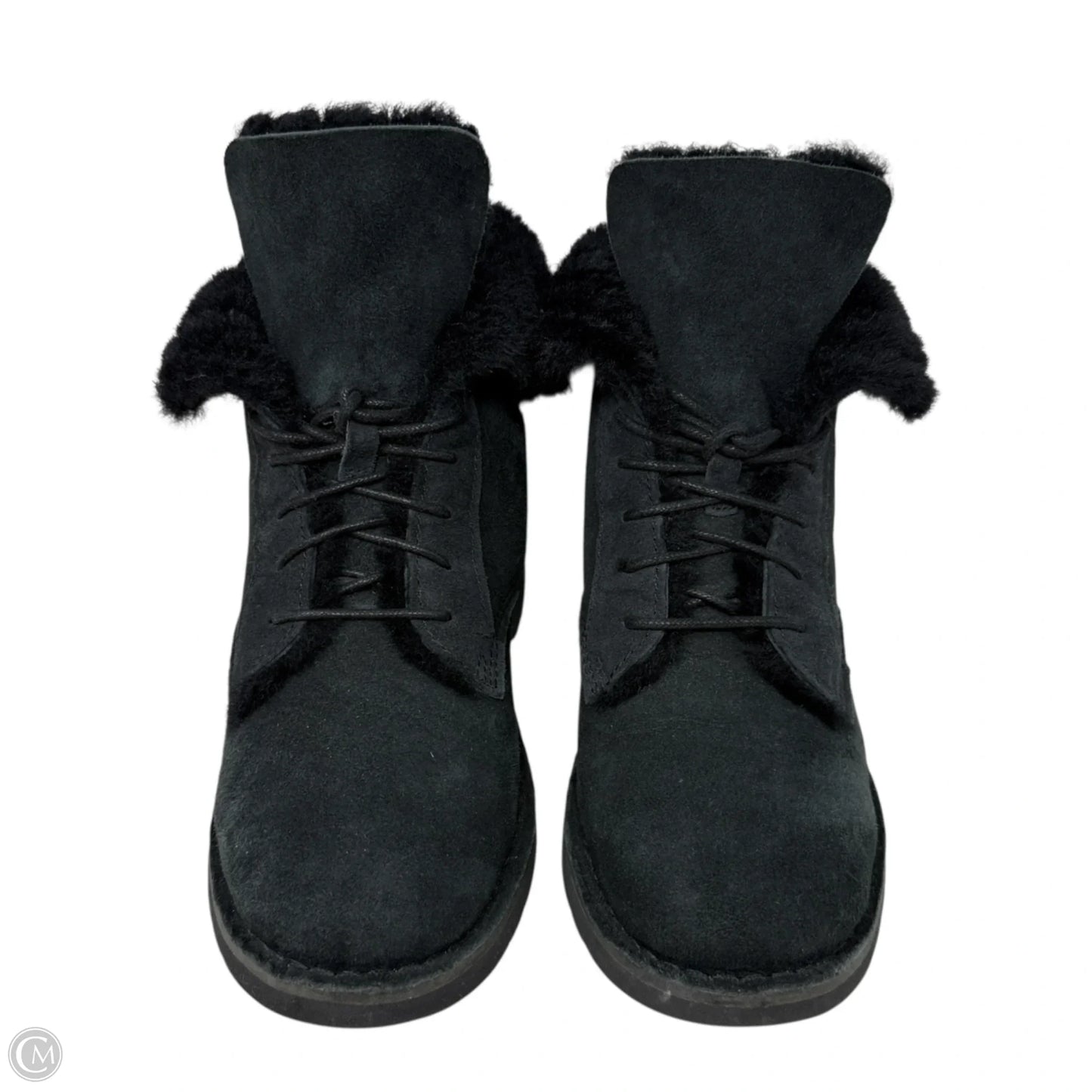 Quincy Lace Up Boots Designer By Ugg In Black, Size: 7