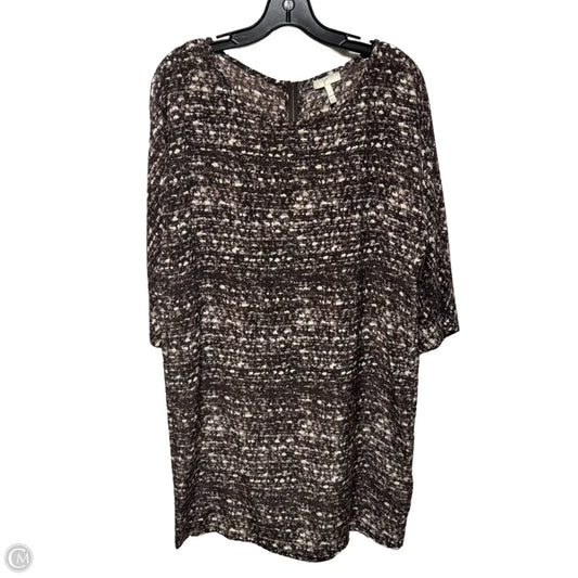 Tweed Screen Print Silk Tunic Dress By Joie In Brown & White, Size: S