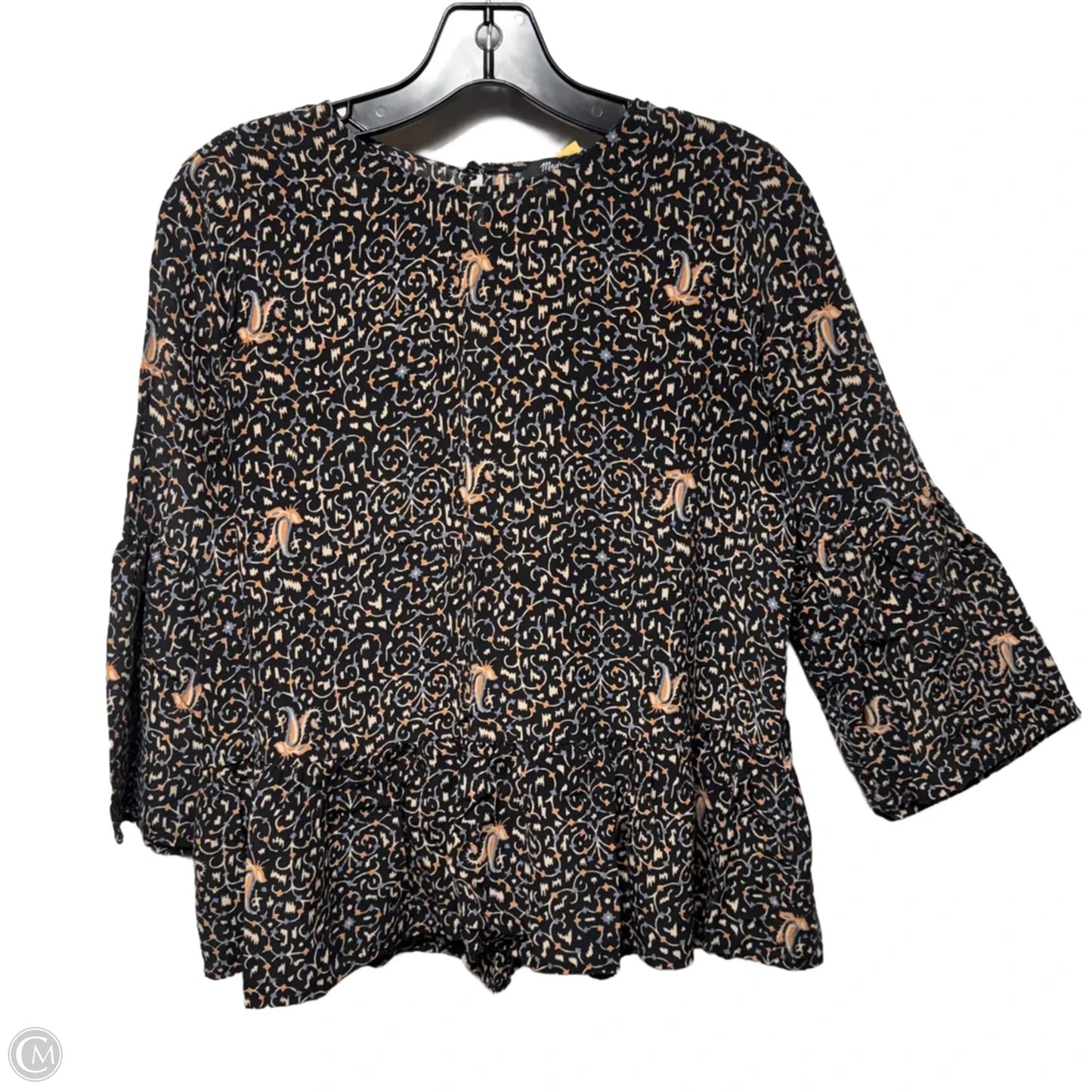 Top 3/4 Sleeve By Madewell In Black & Orange, Size: S