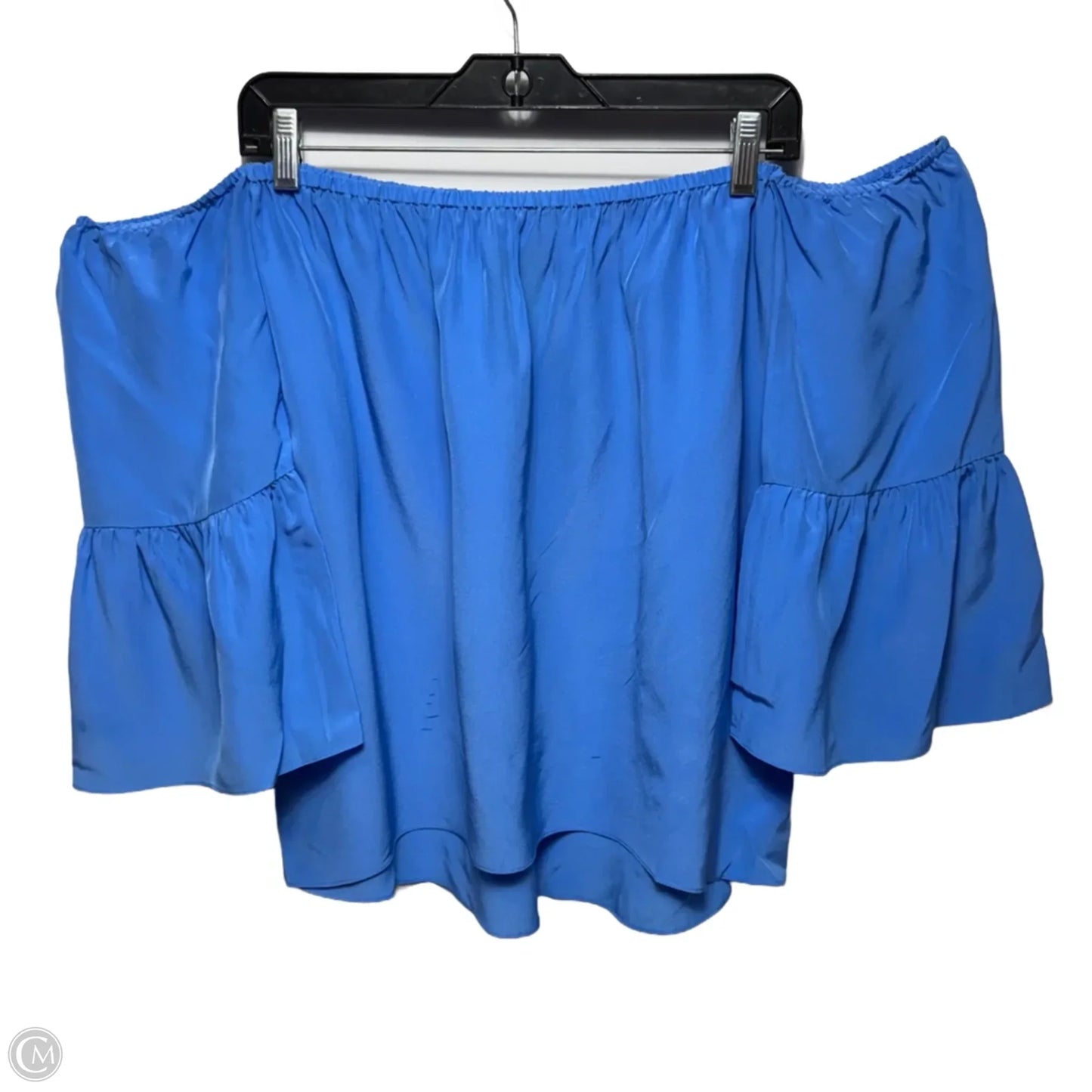 Sanilla Off The Shoulder Silk Top 3/4 Sleeve Designer By Lilly Pulitzer In Lapis Blue, Size: S