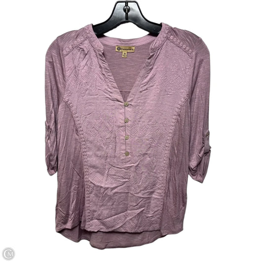 Top 3/4 Sleeve By Democracy In Purple, Size: Xs