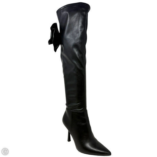 Delilah Bow Back Stretch OTK Boots By Gianni Bini In Black, Size: 7.5
