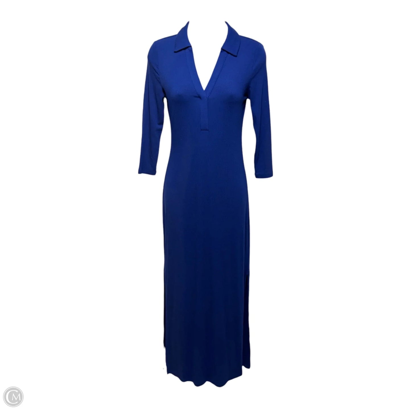 Ollie 3/4 Sleeve Maxi Polo Dress Designer By Lilly Pulitzer In Blue Med, Size: Xxs