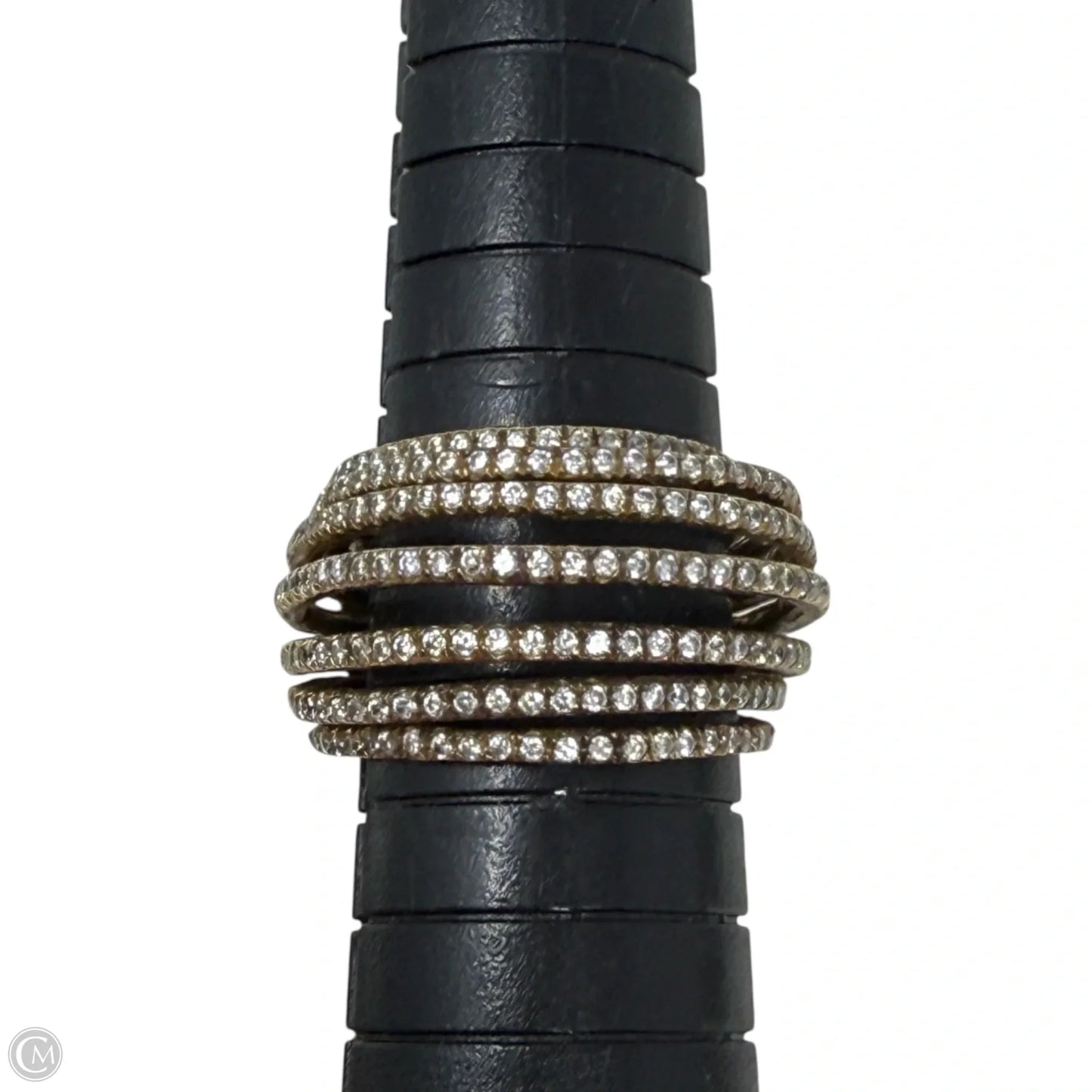 Sterling Silver & CZ Multi Row Open Dome Ring, Size: 6