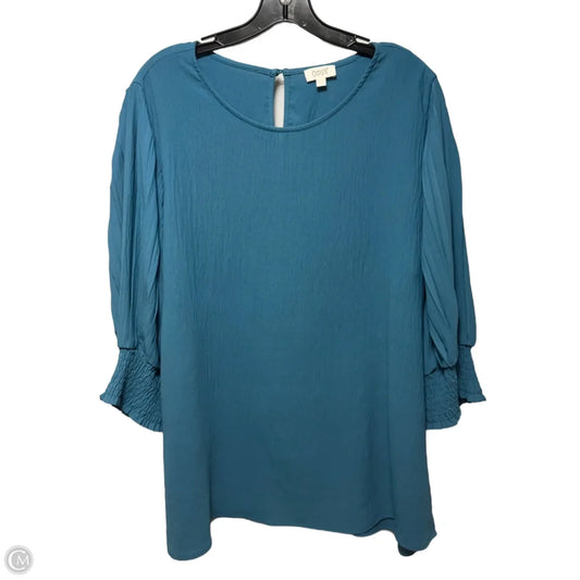 Top 3/4 Sleeve By Oddi In Blue, Size: 2x