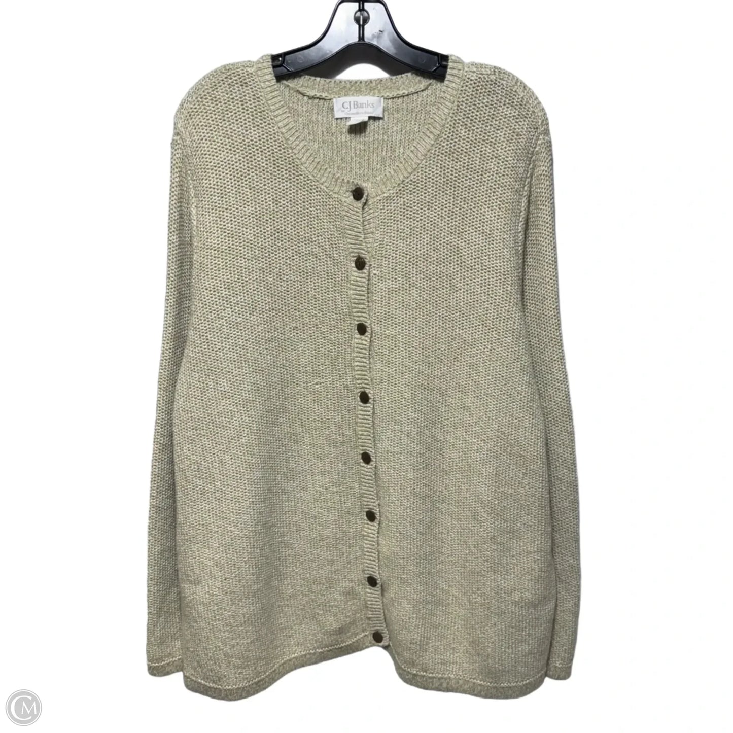 Plus Size Cardigan Sweater By CJ Banks In Green, Size: 3X
