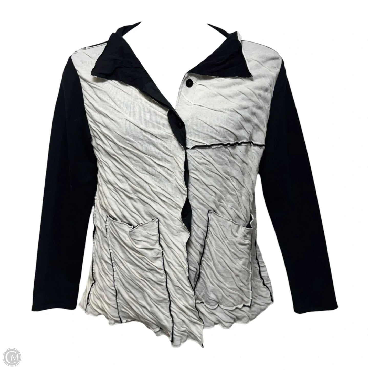 Textured Jacket By Kedziorek In Black & Cream, Size: 8 (EU 40)