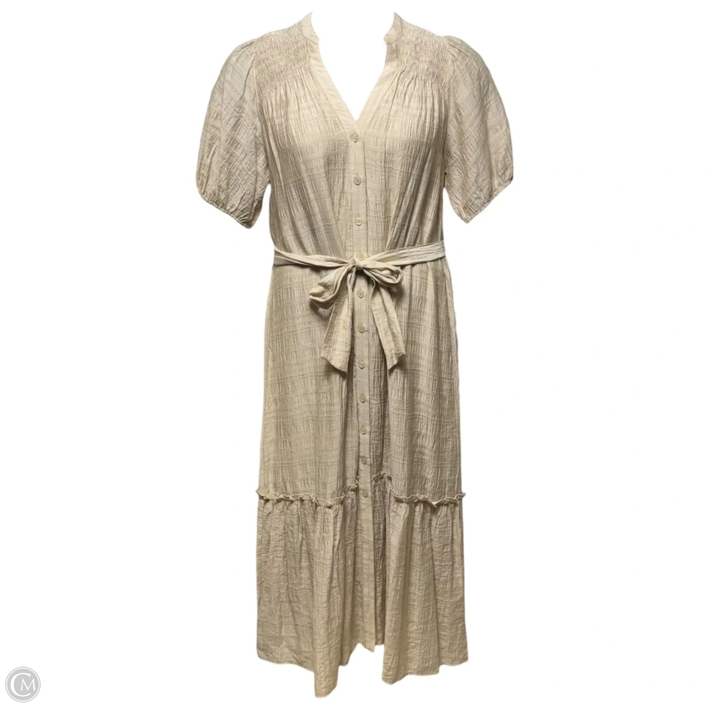 Textured Maxi Shirtdress By Mila Mae In Cream, Size: M