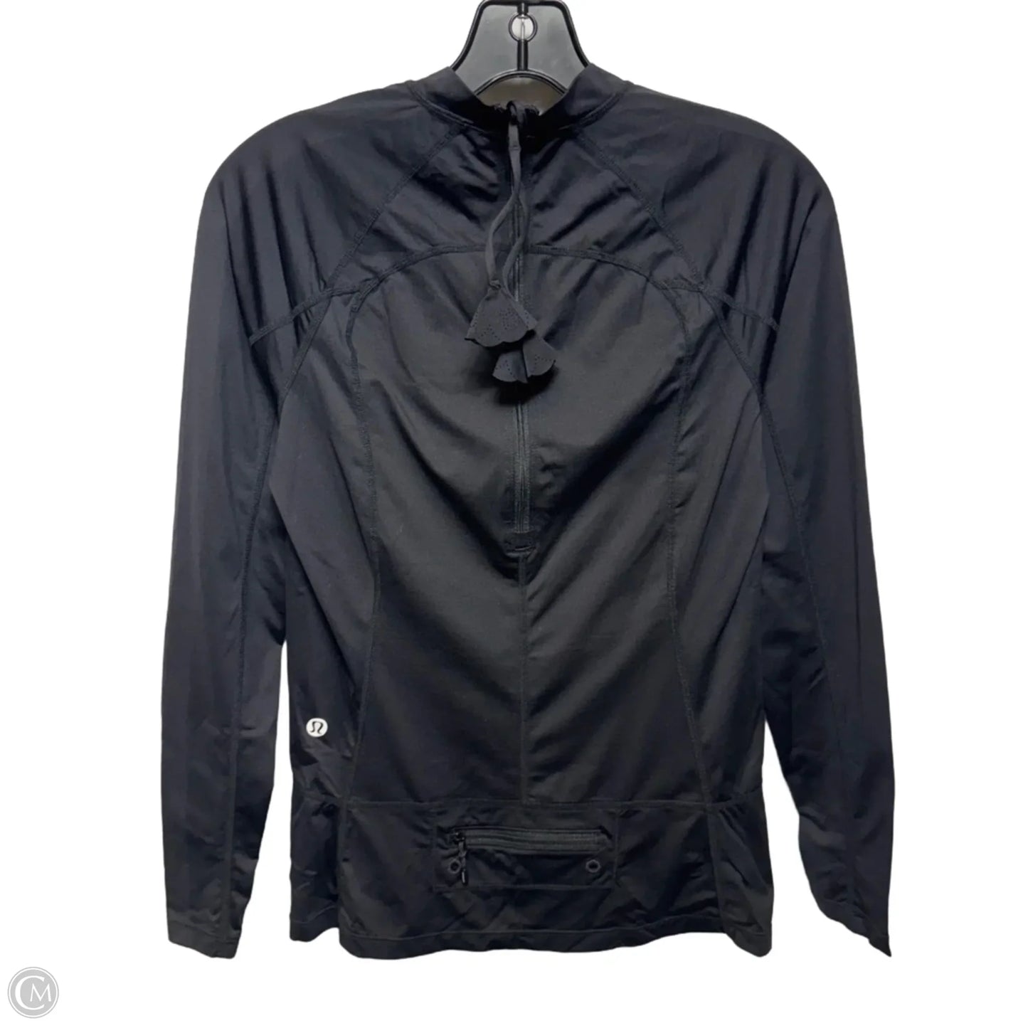 Athletic Top Long Sleeve Collar By Lululemon In Black, Size: 8