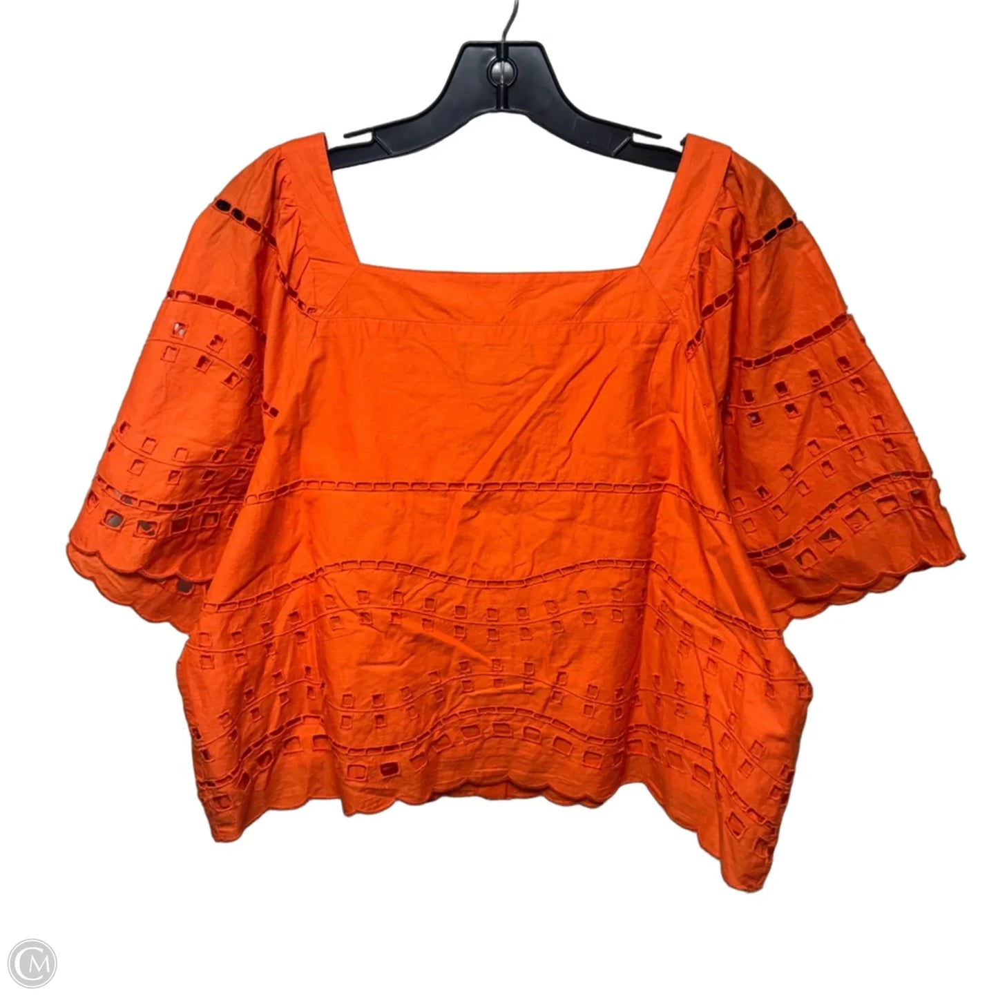 Top Short Sleeve By Calligraphie In Orange, Size: L