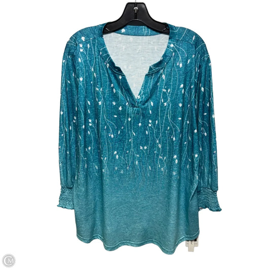 Top Long Sleeve By lomon In Blue, Size: 2x
