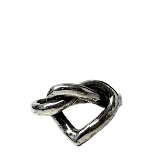 Hammered Sterling Silver Heart Knot Ring, Size: 8