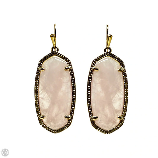 Elle Gold and Rose Quartz Drop Earrings By Kendra Scott