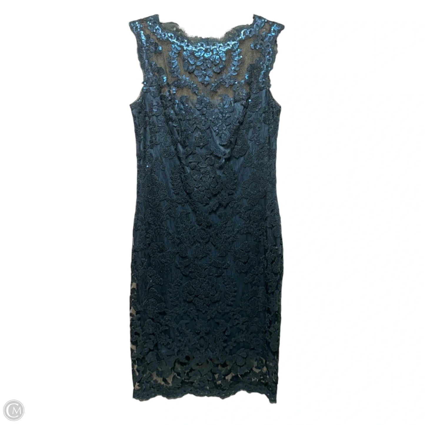 Sequin Paillette Embroidered Lace Cocktail Dress By Tadashi Shoji In Teal, Size: 6