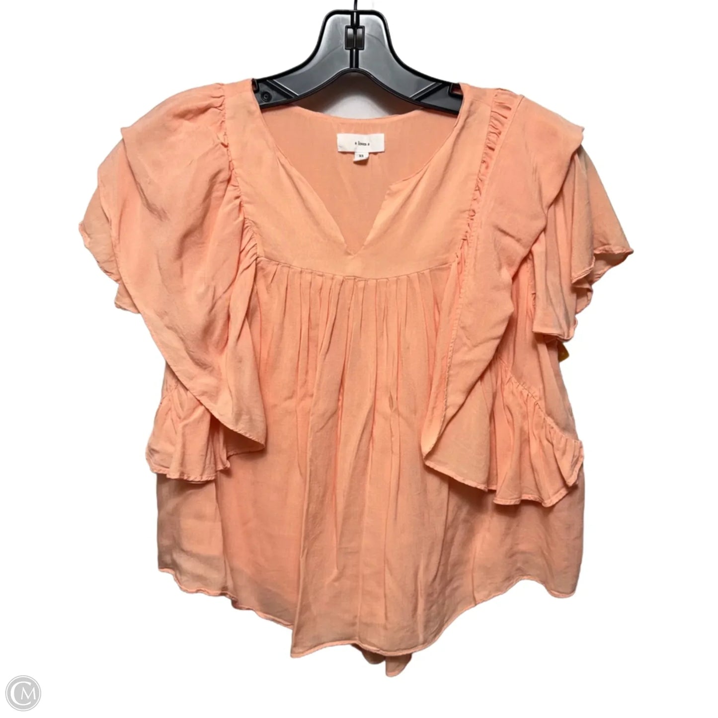 Layered Flutter Sleeve Top By A Loves A In Peach, Size: Xs
