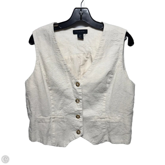 Linen Blend Vest By Tahari In Cream, Size: L