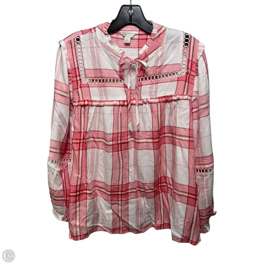 Top Long Sleeve By Cato In Plaid Pattern, Size: L