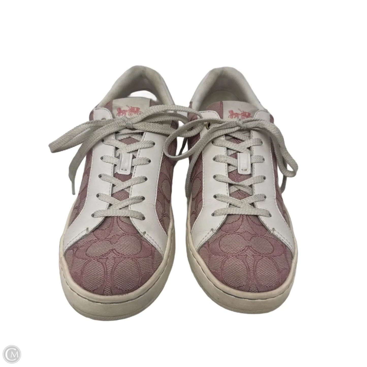 Signature Sneakers Shoes Designer By Coach In Plaid Pattern, Size: 7.5