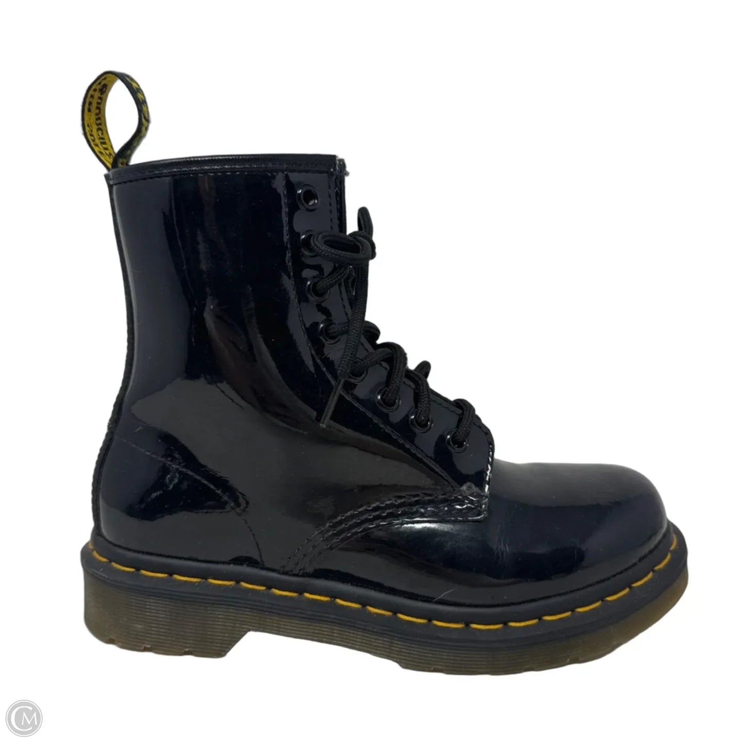 1460 Patent Leather Lace Up Boots By Dr Martens In Black, Size: 6