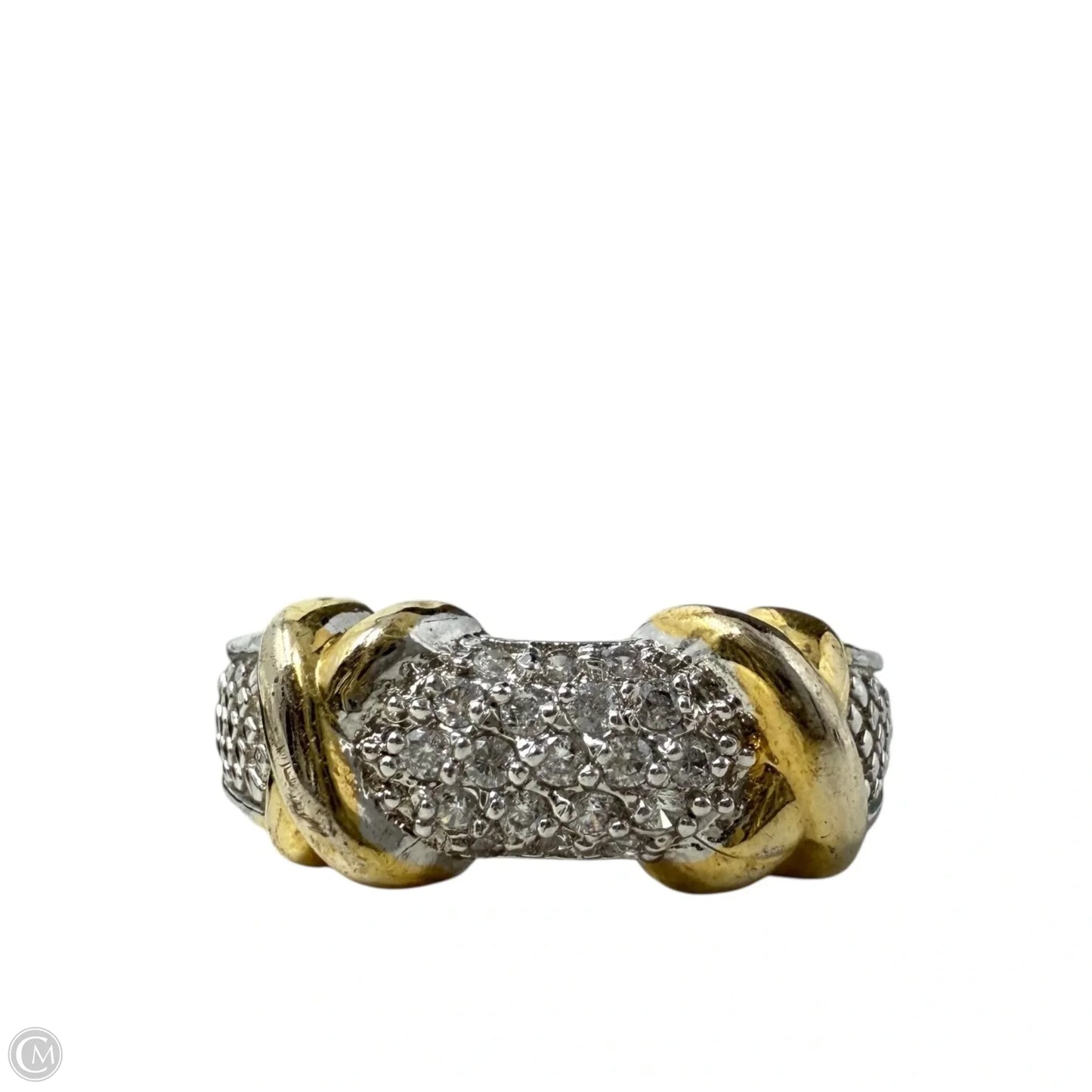 X Two Tone Beaded Ring, Size: 6