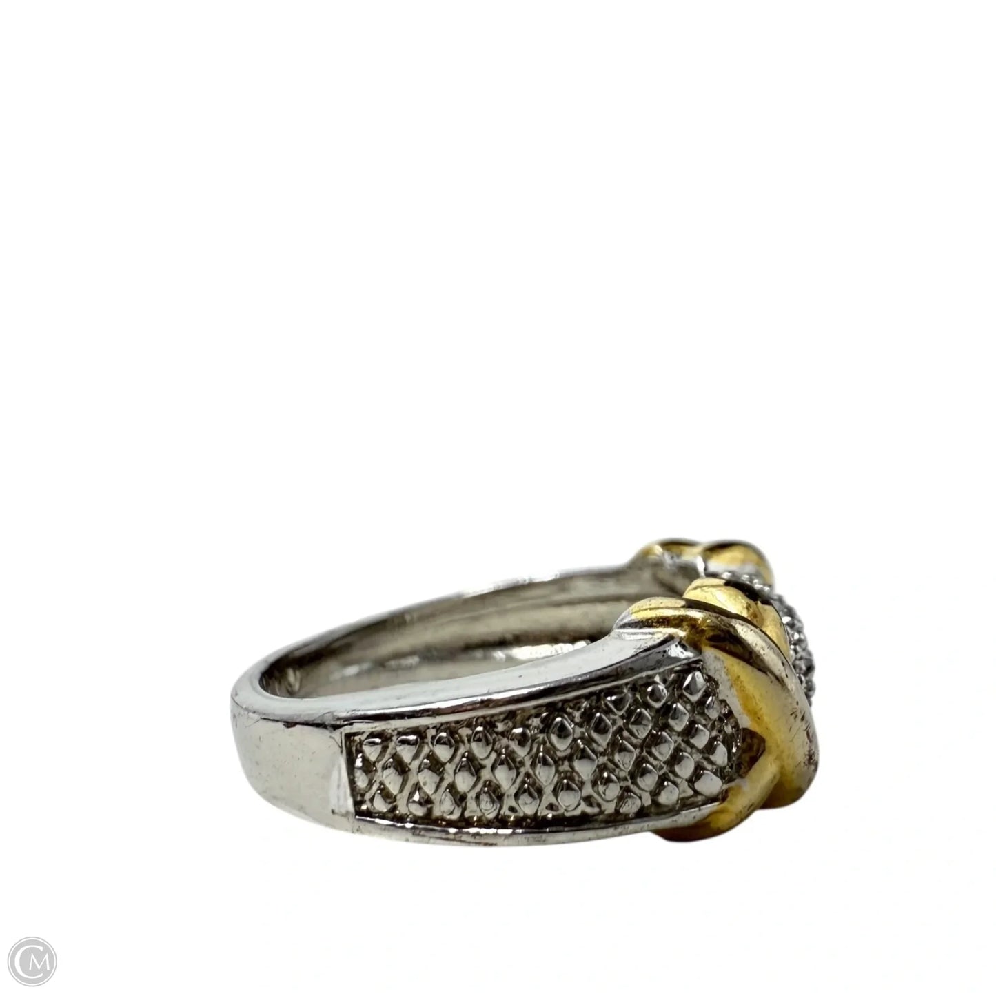 X Two Tone Beaded Ring, Size: 6