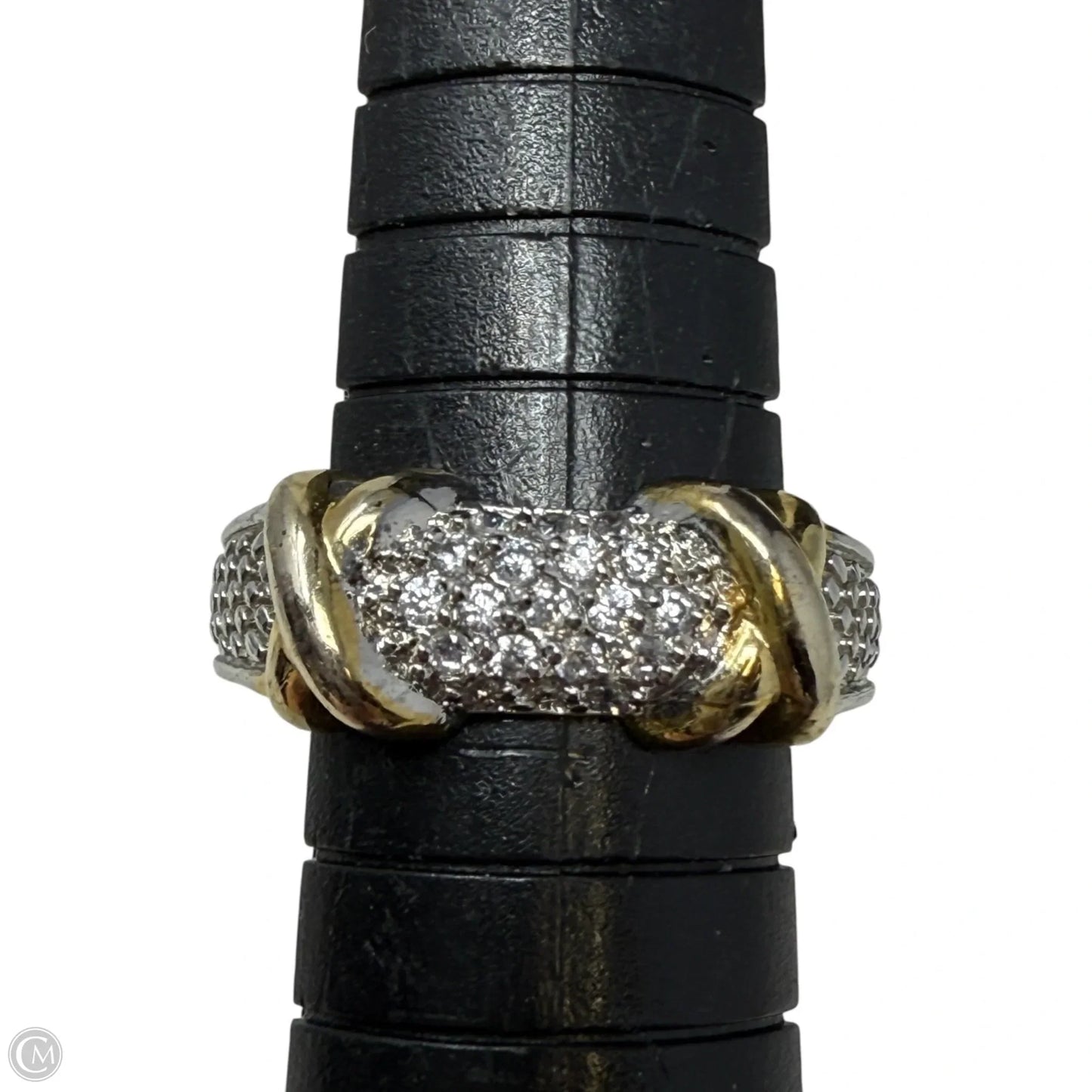 X Two Tone Beaded Ring, Size: 6