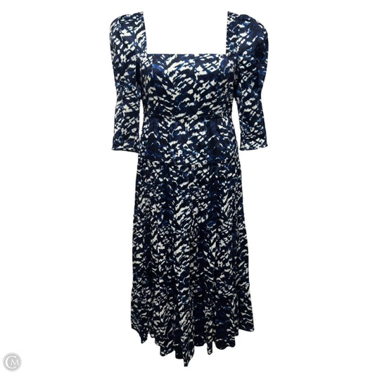 Nora Printed Stretch-Cotton Midi Dress Designer By Diane Von Furstenberg In Blue & White, Size: 8
