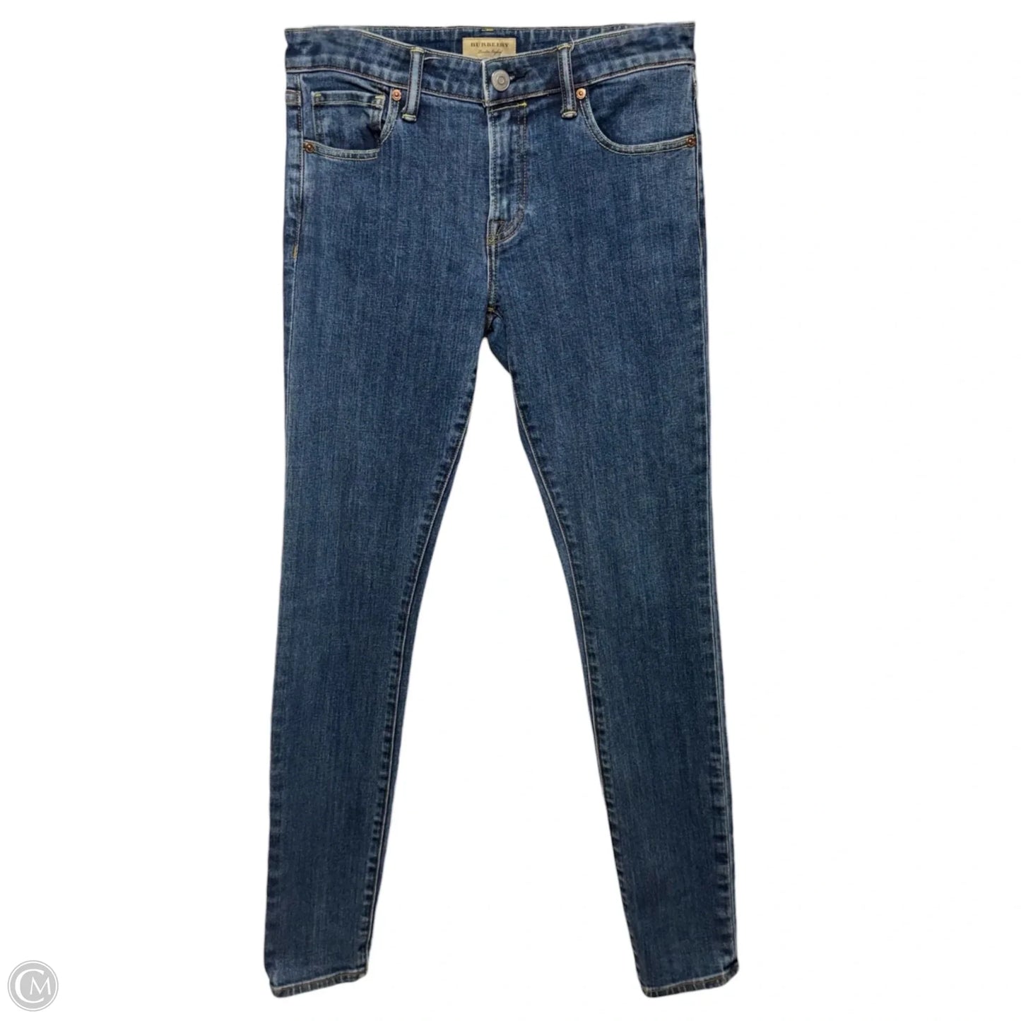Mid Rise Skinny Jeans Luxury Designer By Burberry In Blue Denim, Size: 6/28