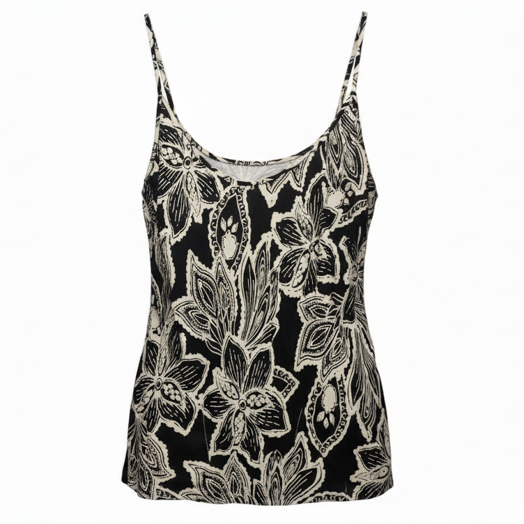 Silk Top Sleeveless By Linda Allard Ellen Tracy In Black & White, Size: 2