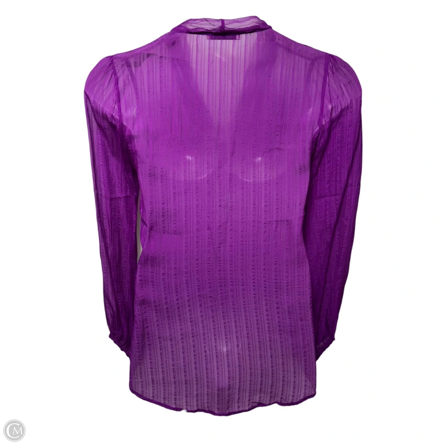 Silk Sheer Blouse Long Sleeve By Etro In Purple, Size: 8