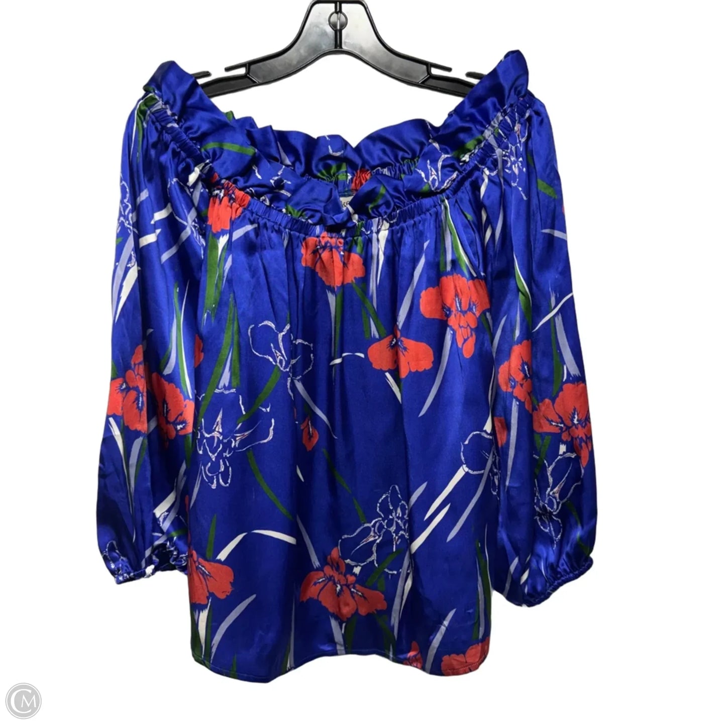 The Off The Shoulder Long Top In Printed Silk By Tucker In Floral Print, Size: S