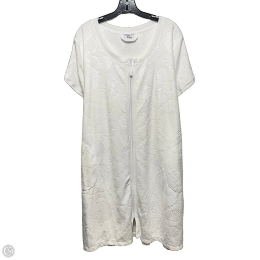 Seashell Terry Dress Casual Midi By Kim Rogers In White, Size: 1x