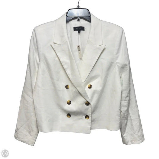 Cropped Linen Blazer By Talbots In White, Size: 14