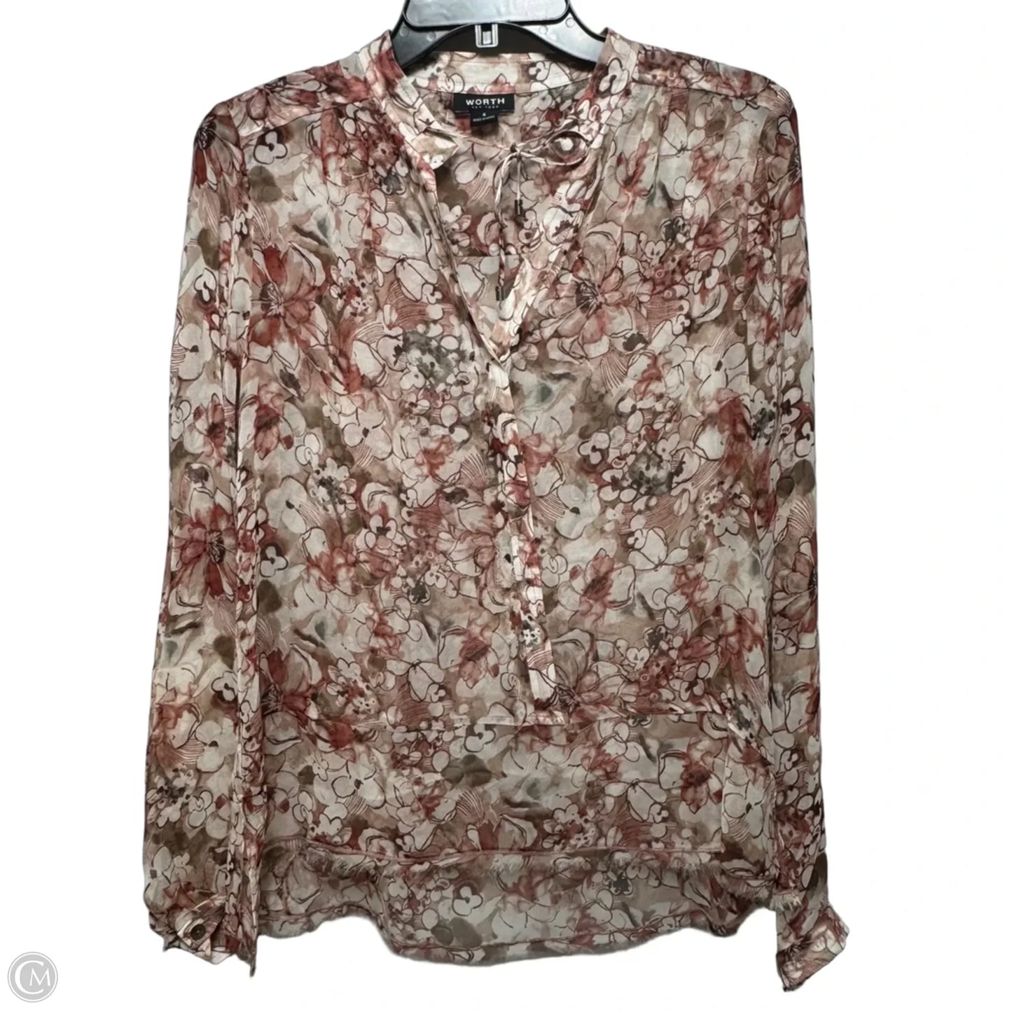 Top Long Sleeve By Worth Ny In Floral Print, Size: 4
