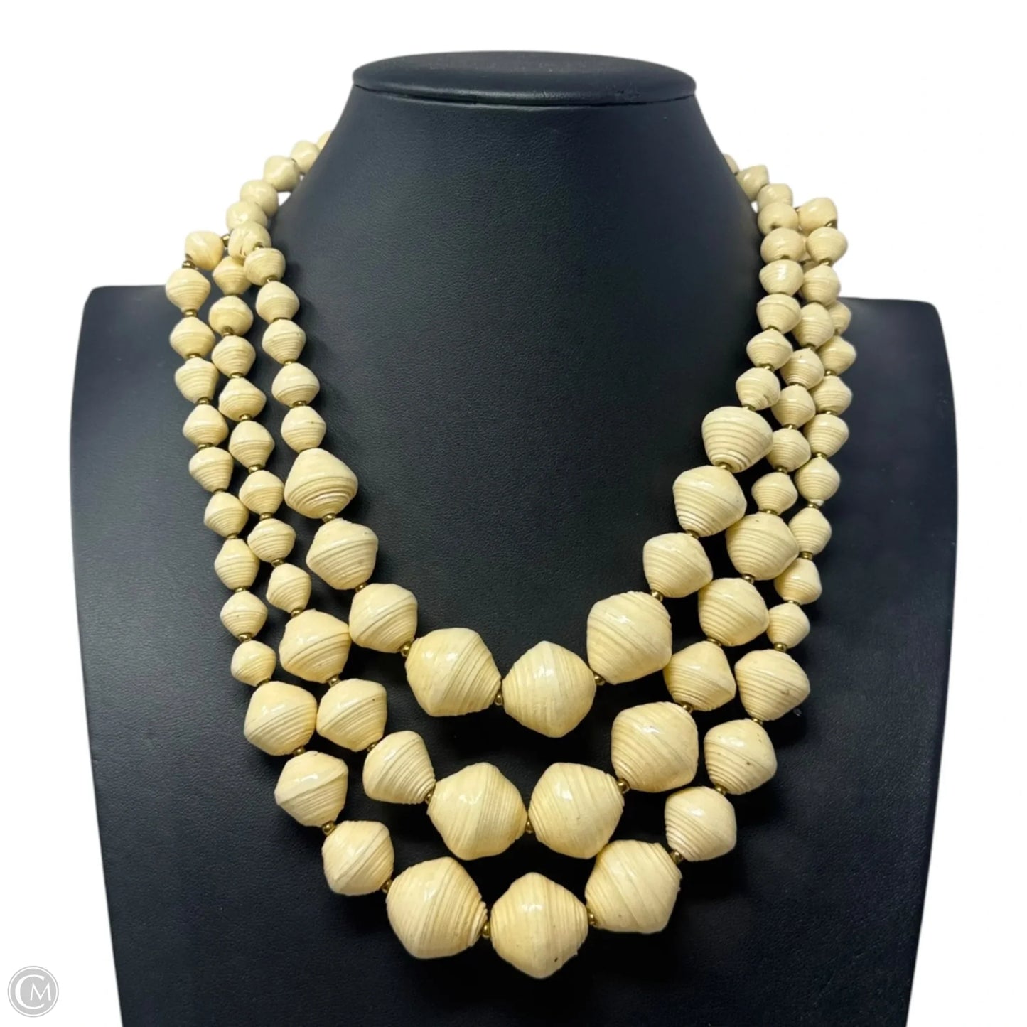 Cream Bead Layered Statement Necklace